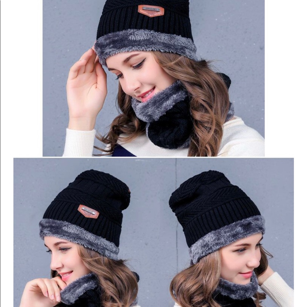 Balaclava Unisex’s Knitted Hat Scarf Caps Neck set